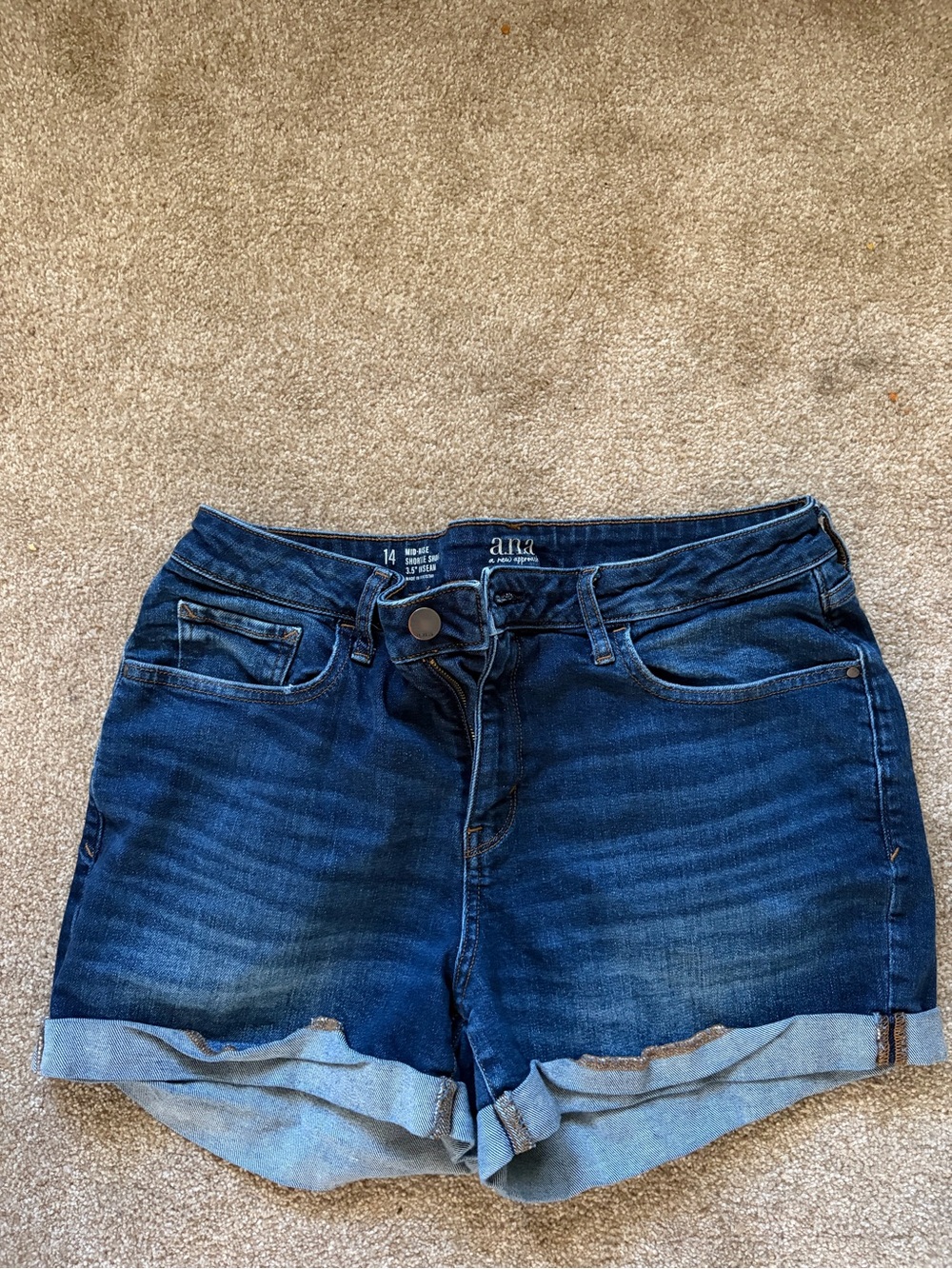 a.n.a Dark Blue Rolled Hem Denim Shorts